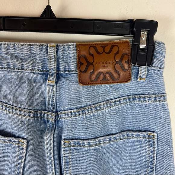 Sandro High Rise Wide Leg Light Wash Jeans Size 36 US 4 - Picture 5 of 8